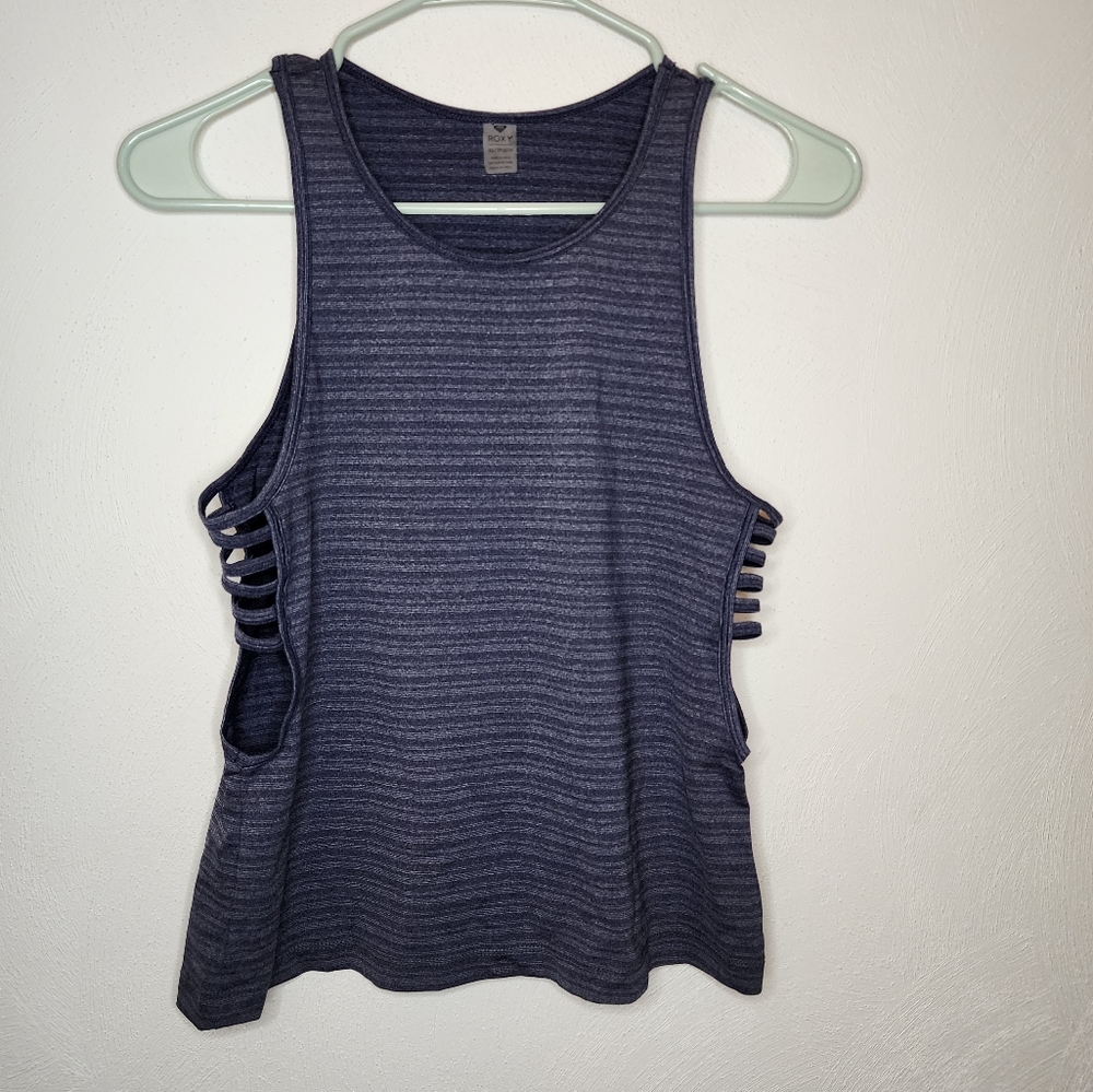 Roxy grey sleeveles top with low cut sides size small